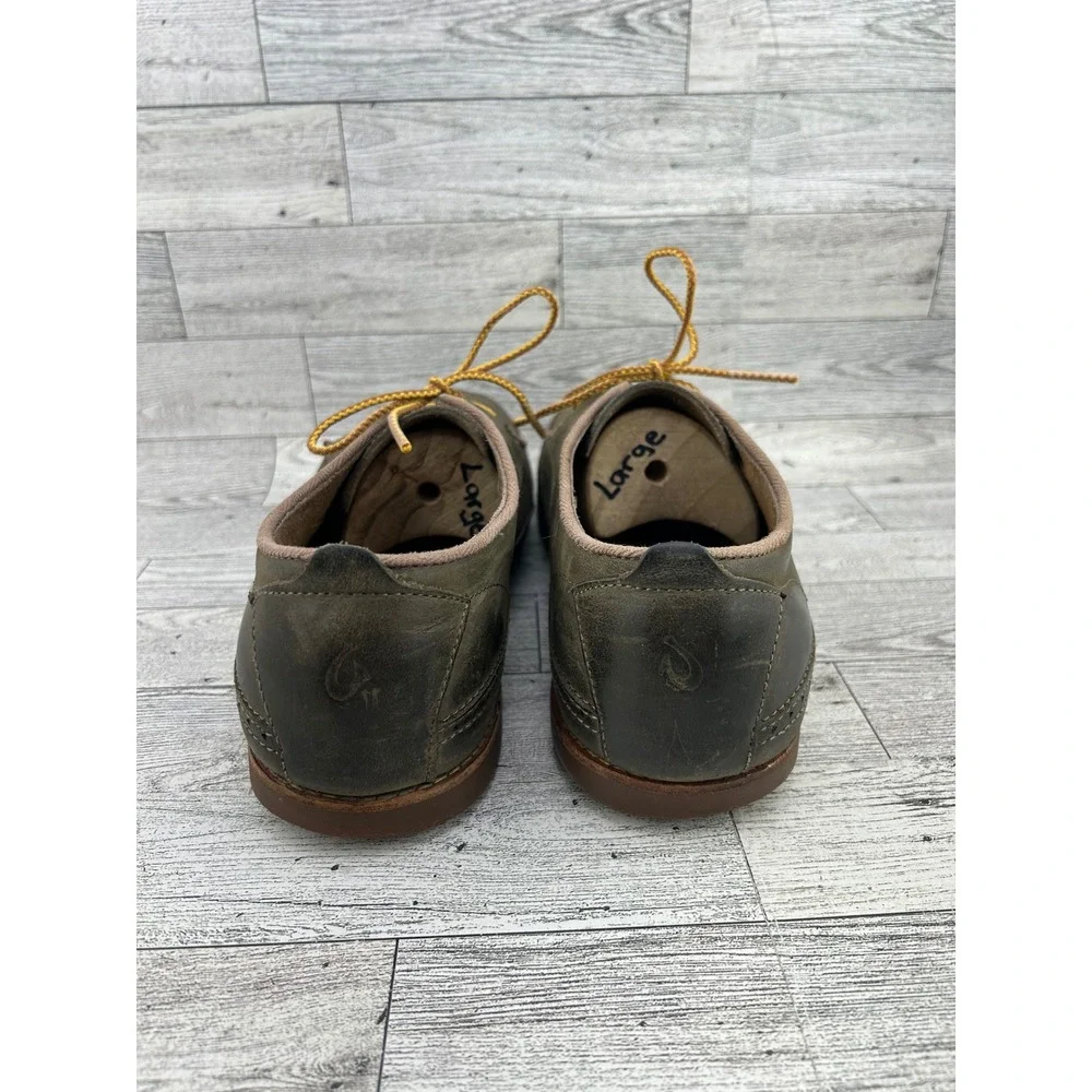 OluKai Honolulu Lace Men Size 9.5 Dark Wood Leather Oxford‎ Shoes 10200-9913